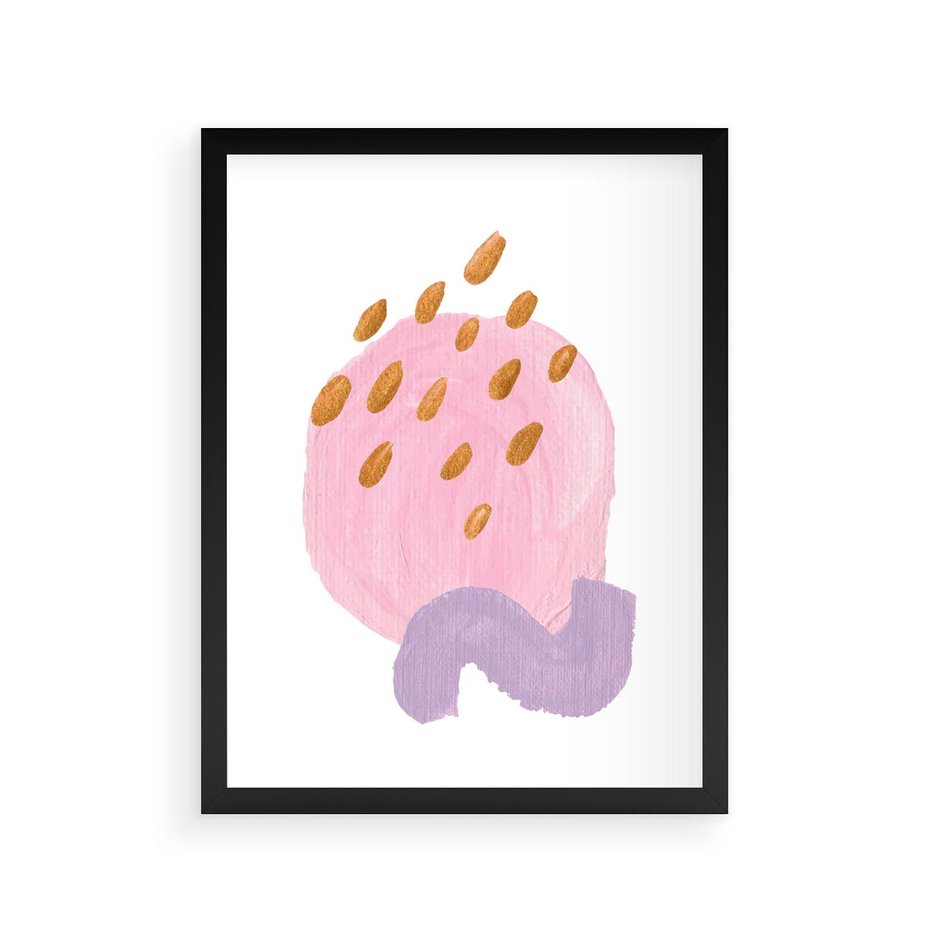 Plakat w ramie 30x40 - Migoczące Pastelowe Kształty - akwarela, minimalizm - rama czarna