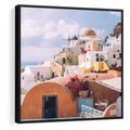 Obraz w ramie 50x50 - Błękit Morza i Białe Domki - Santorini, wyspa - rama czarna
