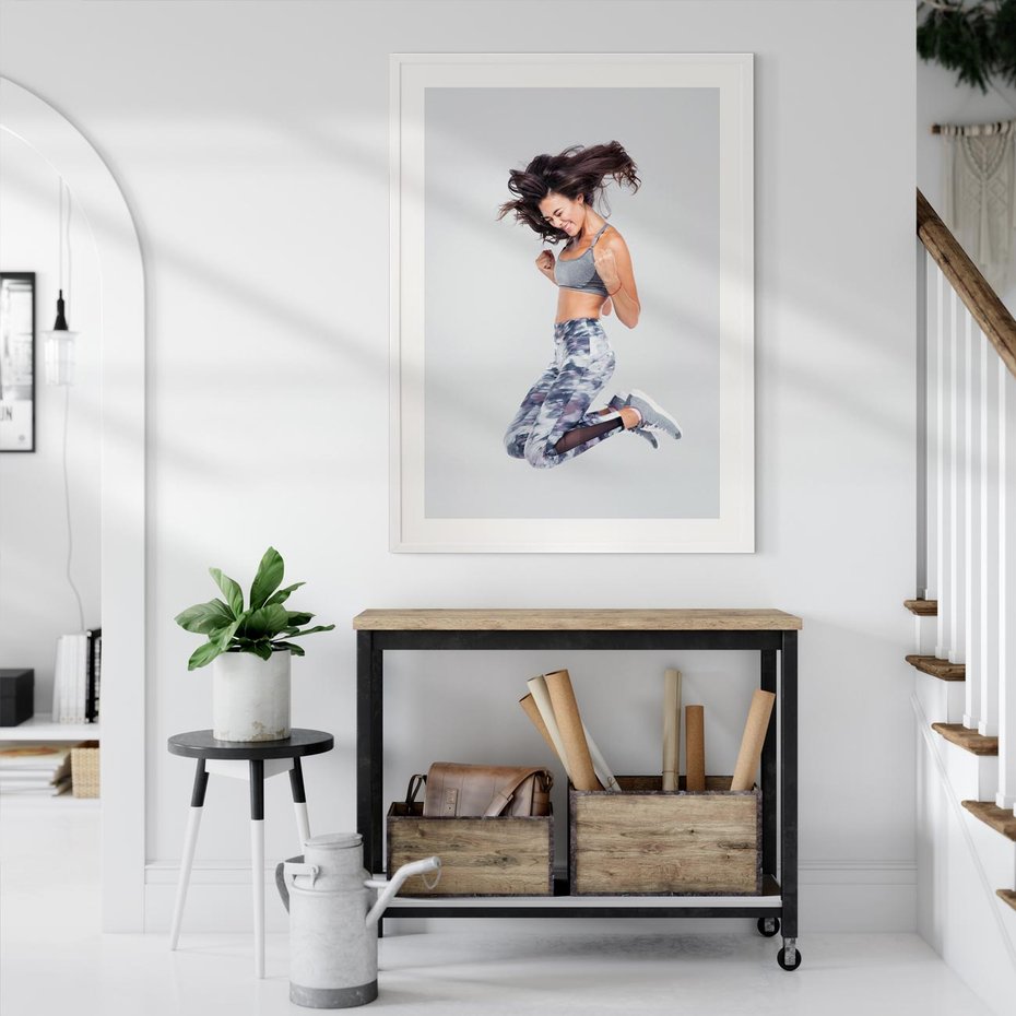 Plakat w ramie 30x40 - Sportowy Ducha: Energia i Siła - fitness, sport - rama biała