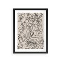 Plakat w ramie 30x40 - Kobiecy Portret Duszy - beżowe tło, czarny szkic nowoczesnych kwiatów - rama czarna