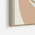 Obraz w ramie 50x50 - Beżowa Synergia - beżowa abstrakcyjna kompozycja, czarny akcent - rama drewno