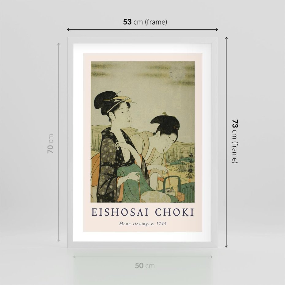 Plakat w ramie 50x70 - Rycina Eishosai Choki - staraa chińska rycina, eishosai choki - rama biała