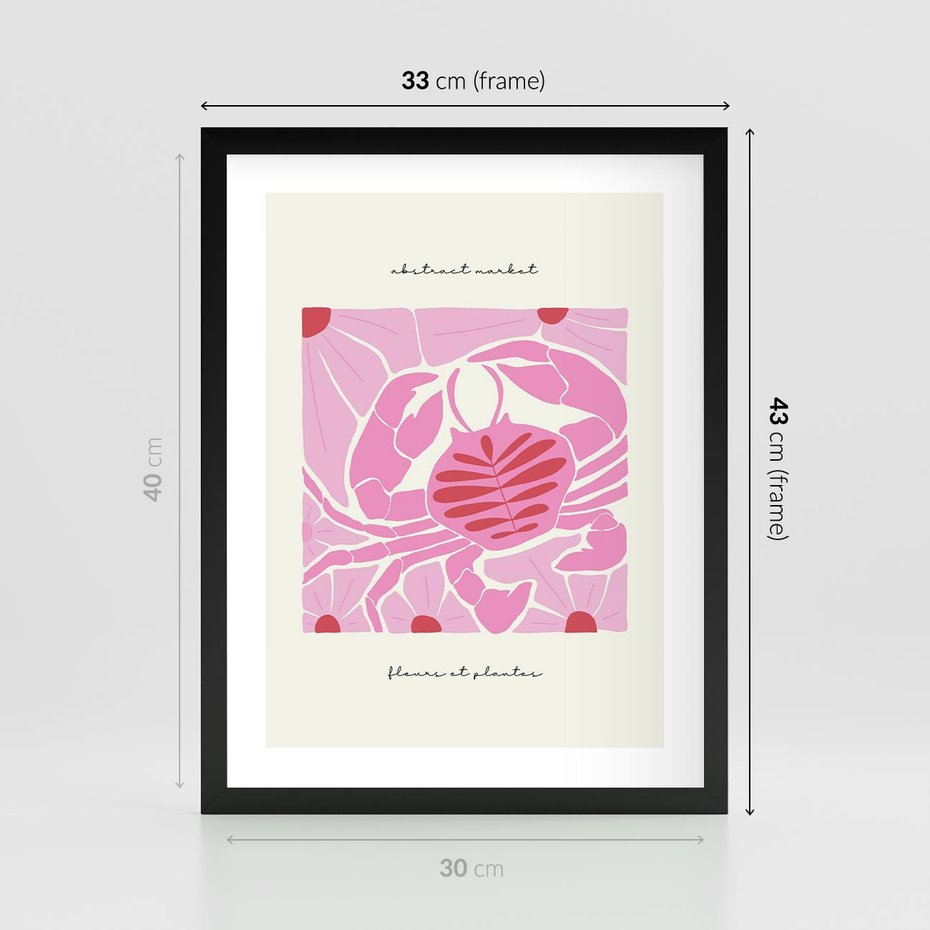 Plakat w ramie 30x40 - Rozświetlone Impresje - abstrakcyjny plakat, krab - rama czarna