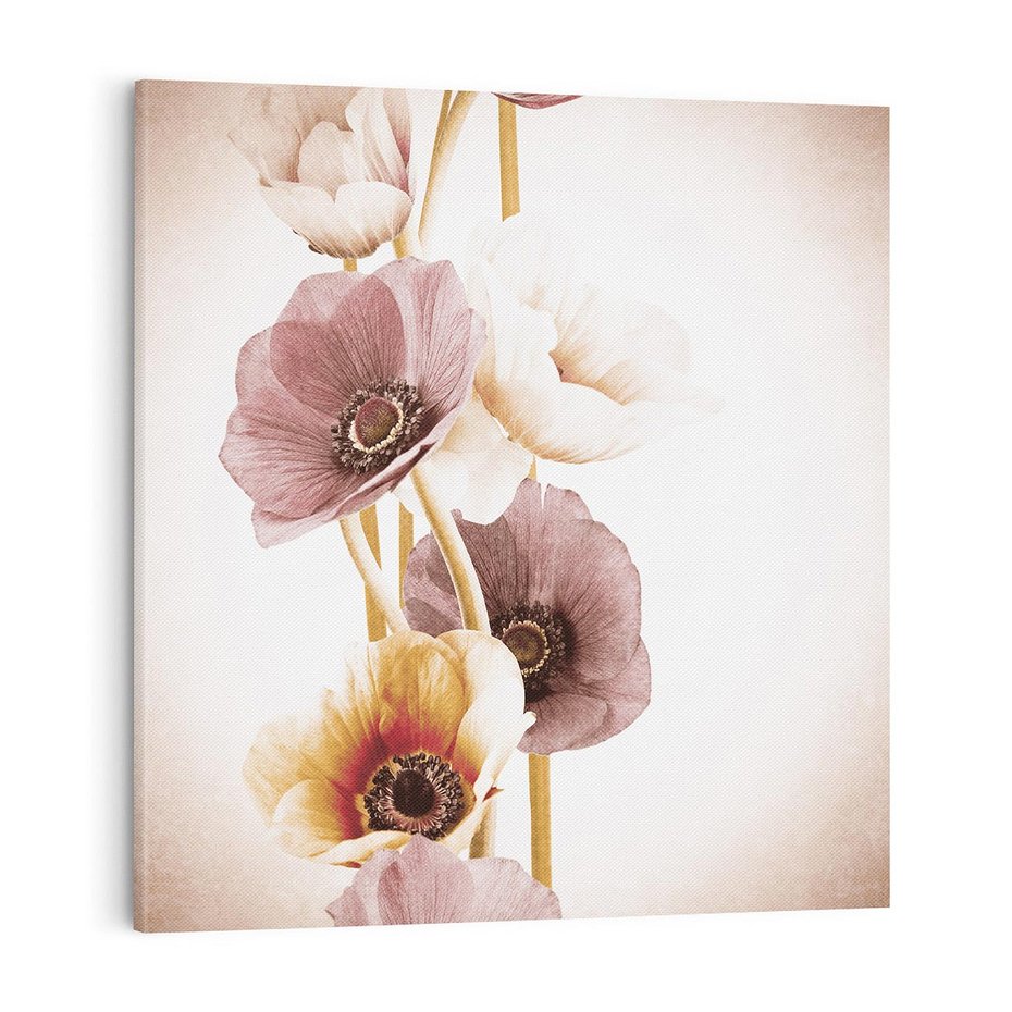 Obraz na płótnie 70x70 - Eksplozja kolorów - akwarela, maki