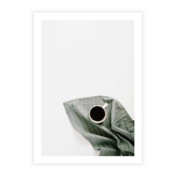 Plakat bez ramy 21x30 - Poranek z Kawą - kawa, biała filiżanka