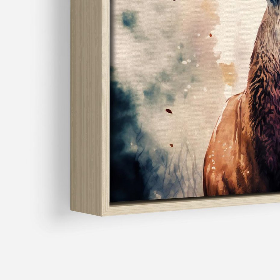 Obraz w ramie 100x70 - Jesienny Monarcha Lasu - grafika komputerowa, na podstawie obrazu - rama drewno