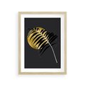 Plakat w ramie 30x40 - Egzotyczna Elegancja - palma, na czarnym tle - rama drewno
