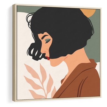 Obraz w ramie 50x50 - Kobieca Pasja - nowoczesny plakat, styl retro - rama drewno