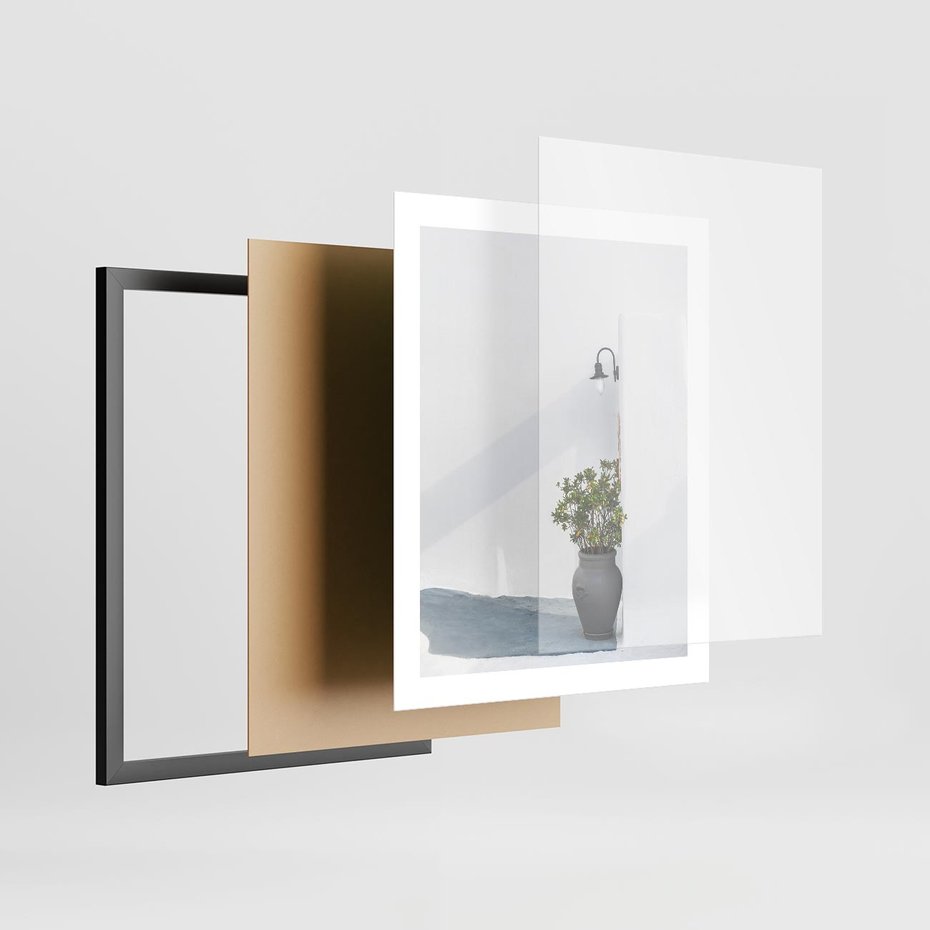 Plakat w ramie 40x50 - Błękitne wybrzeże - Santorini, Grecja - rama czarna