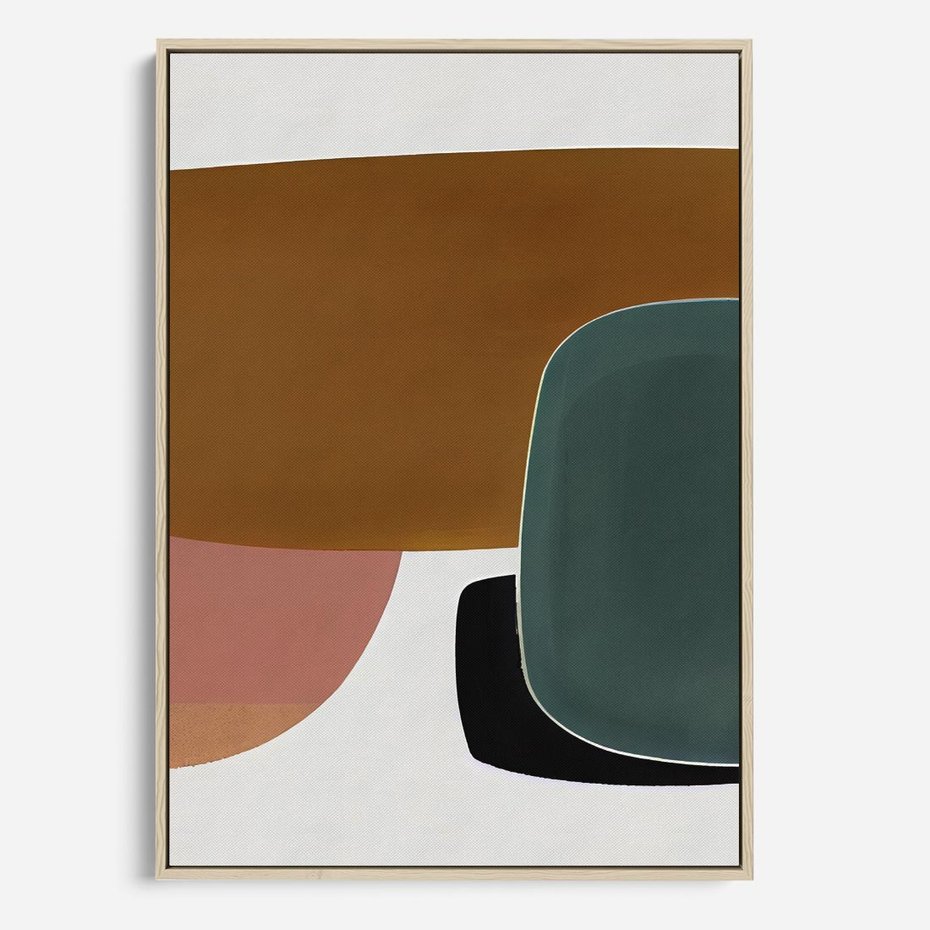 Obraz w ramie 50x70 - Emocje w akwarelach - geometryczne dziwne kształty, turkusowy - rama drewno