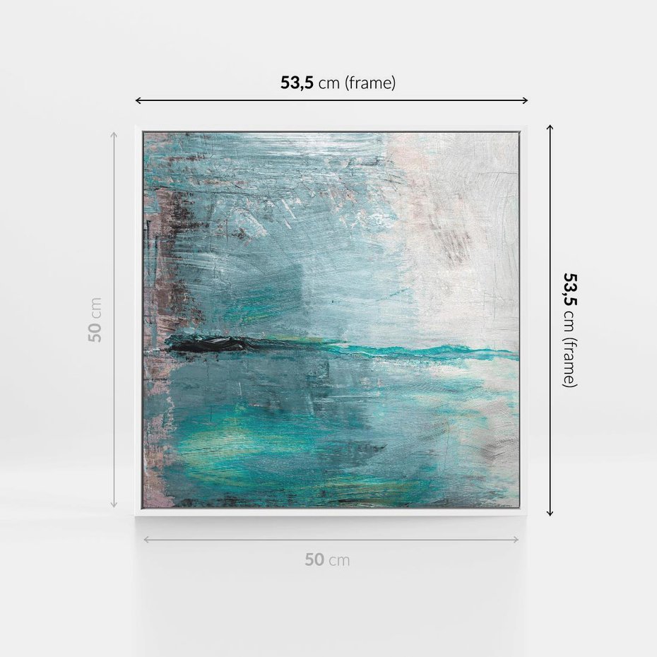Obraz w ramie 50x50 - Odbicie utraconych barw - abstrakcja, niepokój - rama biała