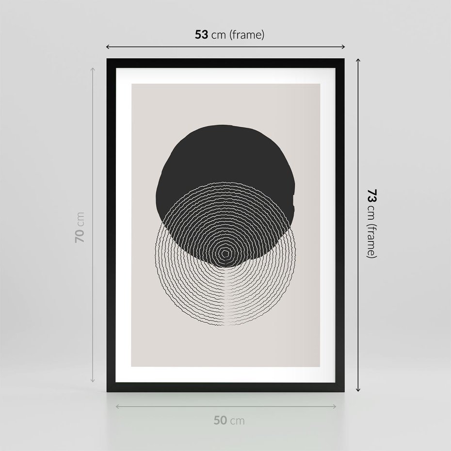 Plakat w ramie 50x70 - Boho Przenikanie Uroku - abstrakcyjna kompozycja, okręgi - rama czarna