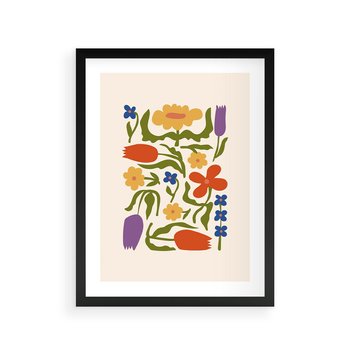 Plakat w ramie 50x70 - Minimalistyczna Harmonia - kwiaty, sztuka nowoczesna - rama czarna