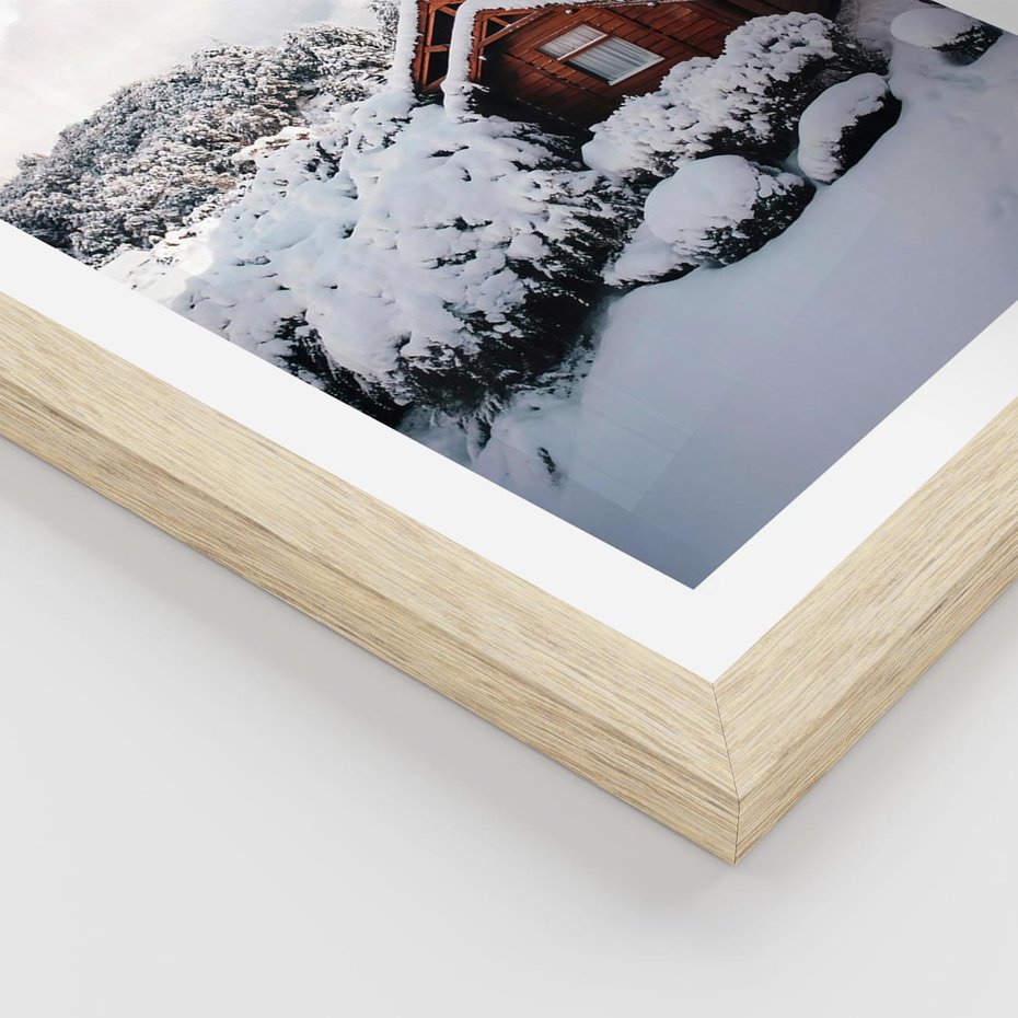 Plakat w ramie 30x40 - Zimowa Idylla w Górach - zima w górach, ośnieżone góry - rama drewno