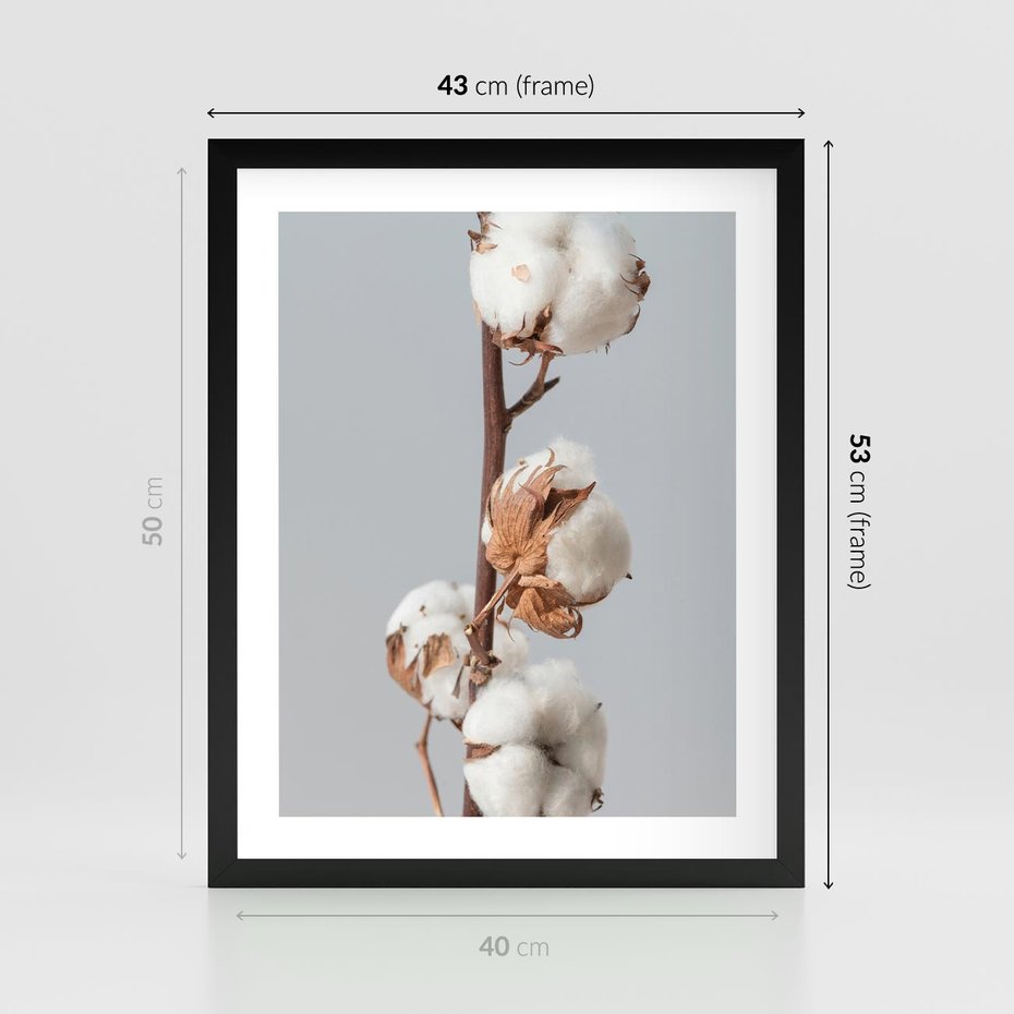 Plakat w ramie 40x50 - Bawełniana boho miękkość - bawełna, boho - rama czarna