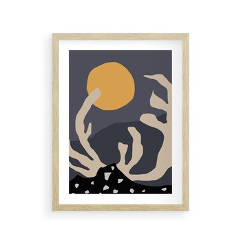 Plakat w ramie 30x40 - Tajemniczy Księżyc - nowoczesna sztuka, plakat - rama drewno