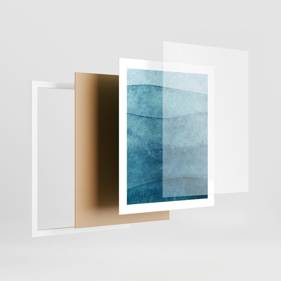 Plakat w ramie 40x50 - Kolorowe fale akwareli - akwarela, fale - rama biała