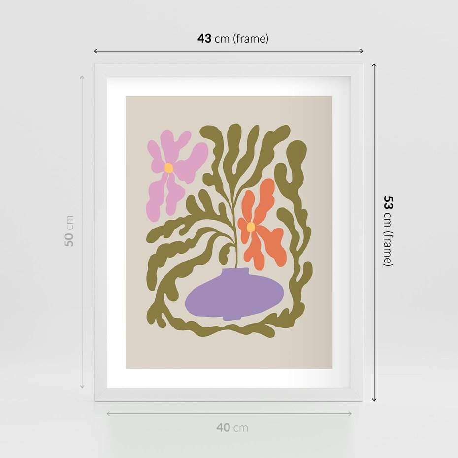 Plakat w ramie 40x50 - Kolorowe Echa - kwiaty, abstrakcja - rama biała