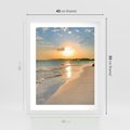 Plakat w ramie 40x50 - Zachód słońca na plaży - plaża, zachód - rama biała