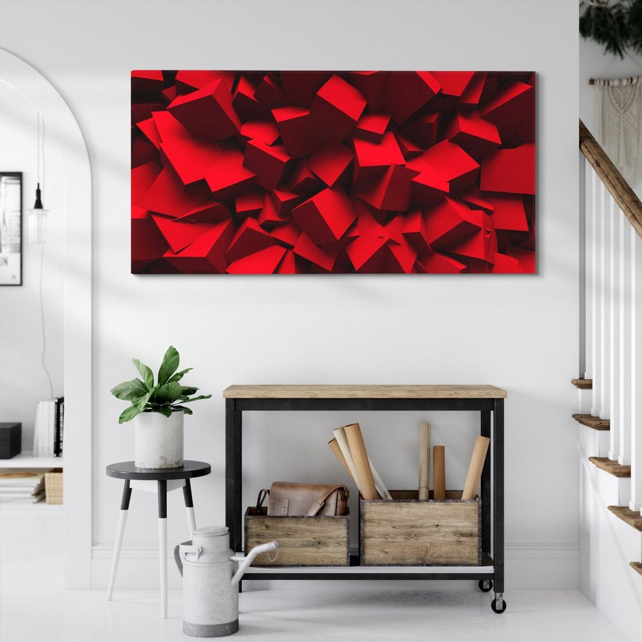 Obraz na płótnie 140x70 - Geometryczny 3D - abstrakcyjna kompozycja - geometryczny, 3D