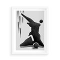 Plakat w ramie 50x70 - Czarno-Biała Grafika Postaci - nowoczesna grafika, plakat - rama biała