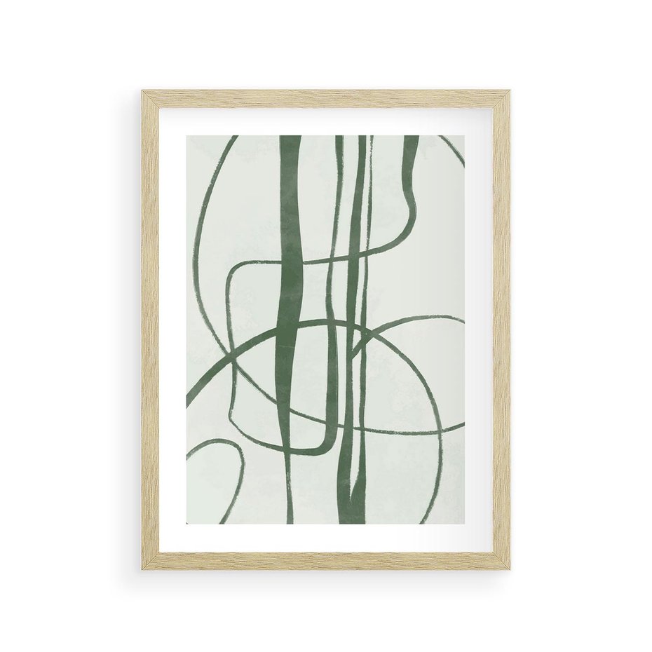 Plakat w ramie 30x40 - Zielony Spokój - zielona abstrakcja, spokojny plakat - rama drewno
