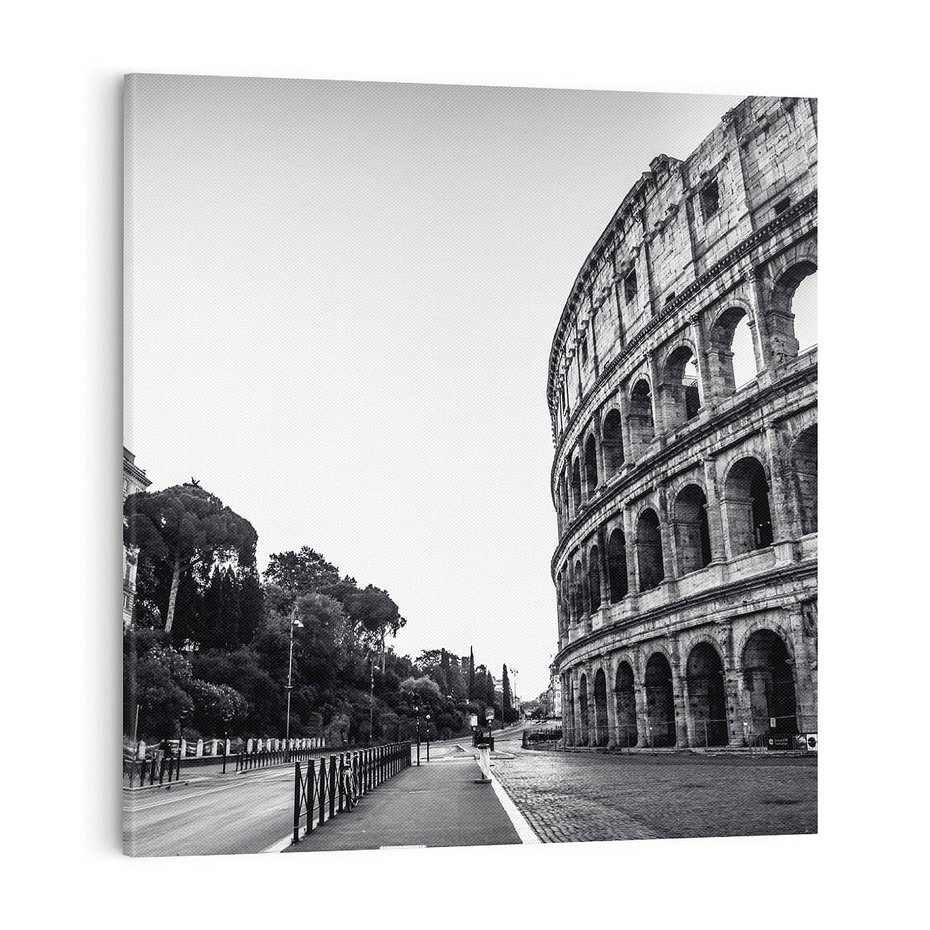 Obraz na płótnie 40x40 - Echa Historii - czarno biała fotografia, koloseum