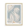 Plakat w ramie 50x70 - Kwiatowe Kształty - kwiaty, nowoczesne i minimalistyczne - rama drewno