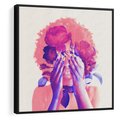 Obraz w ramie 50x50 - Kwiaty we Włosach - różowa postać, grafika - rama czarna
