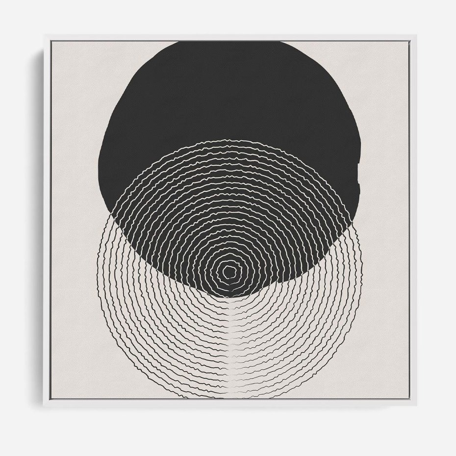 Obraz w ramie 80x80 - Boho Przenikanie Uroku - abstrakcyjna kompozycja, okręgi - rama biała