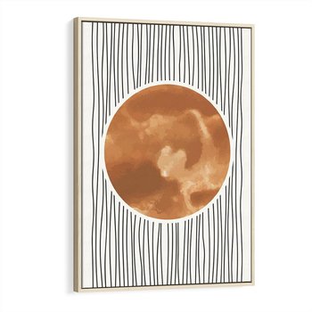 Obraz w ramie 80x120 - Eteryczne Krągłe Echa - boho obraz, geometria - rama drewno