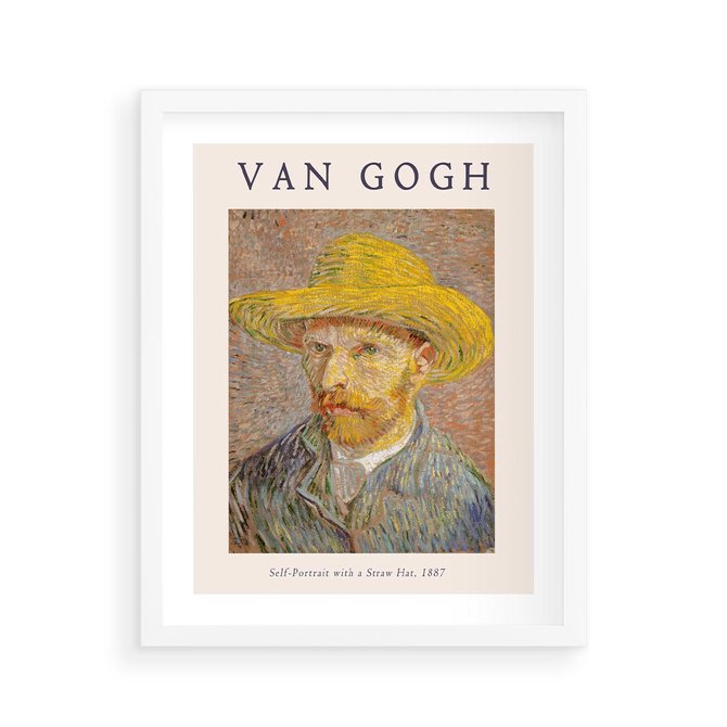 Plakat w ramie 40x50 - Autoportret van Gogha - van gogh, autoportret - rama biała