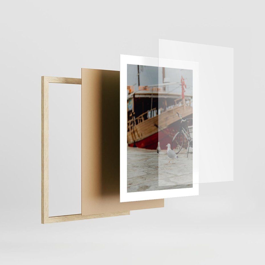 Plakat w ramie 30x40 - Przygoda na Horyzoncie - port, statek - rama drewno