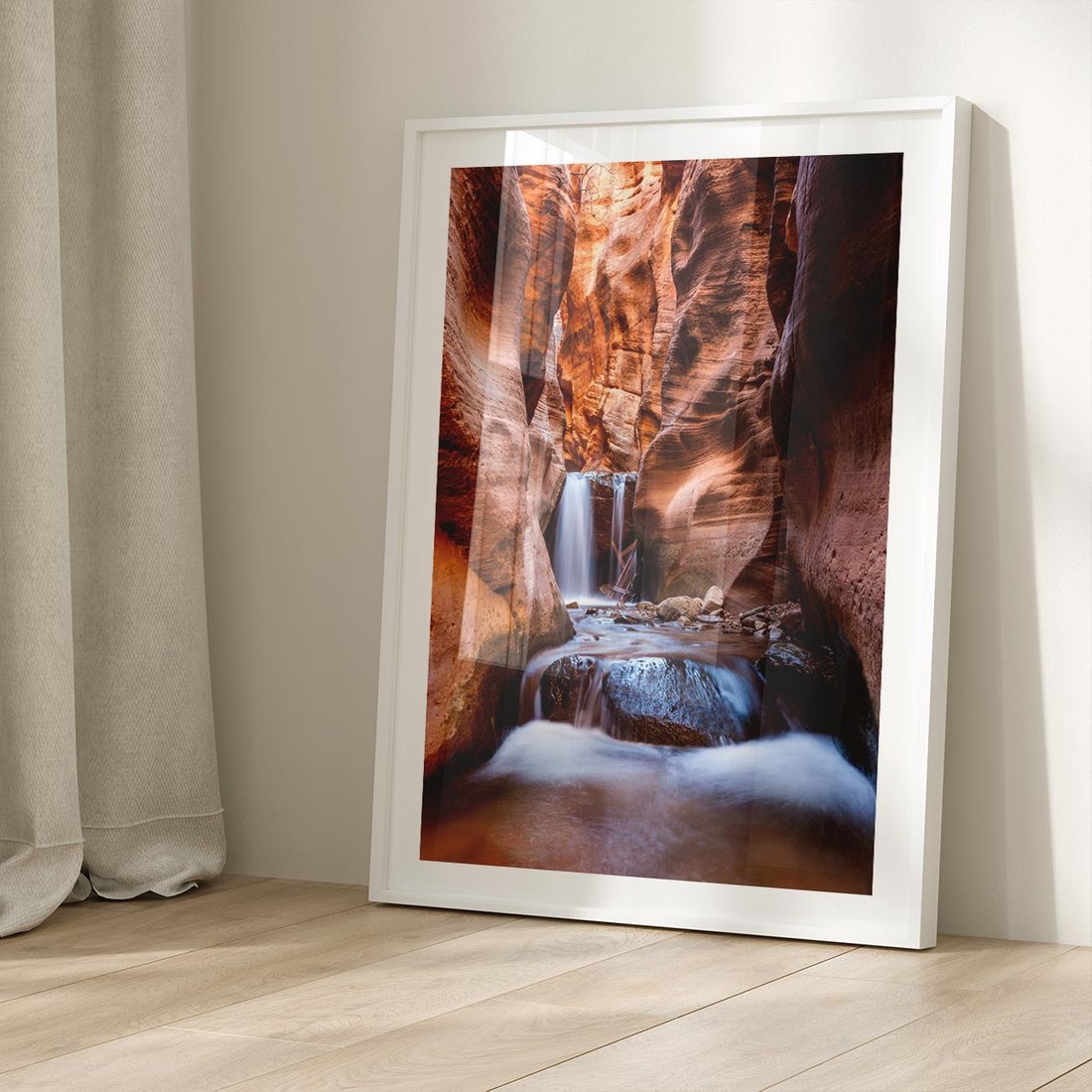 Plakat bez ramy 40x50 - Tajemniczy świat jaskini i wodospadu - jaskinia, wodospad