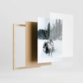 Zestaw obrazy w ramie 50x70 galeria - Zima, las, renifer, krajobraz - rama drewno