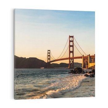 Obraz na płótnie 30x30 - Statek na morzu - Golden Gate, most