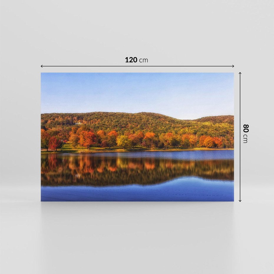 Obraz na płótnie 120x80 - Jezioro w lesie - jezioro, las