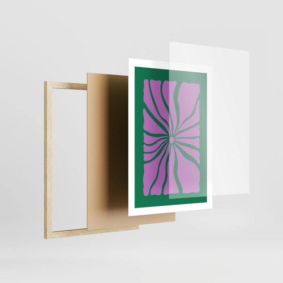 Plakat w ramie 50x70 - Bezczasowe Impresje - abstrakcyjny plakat, boho styl - rama drewno