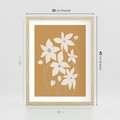 Plakat w ramie 30x40 - Kwiatowy Spektakl - minimalistyczne kwiaty, na pomarańczowym tle - rama drewno