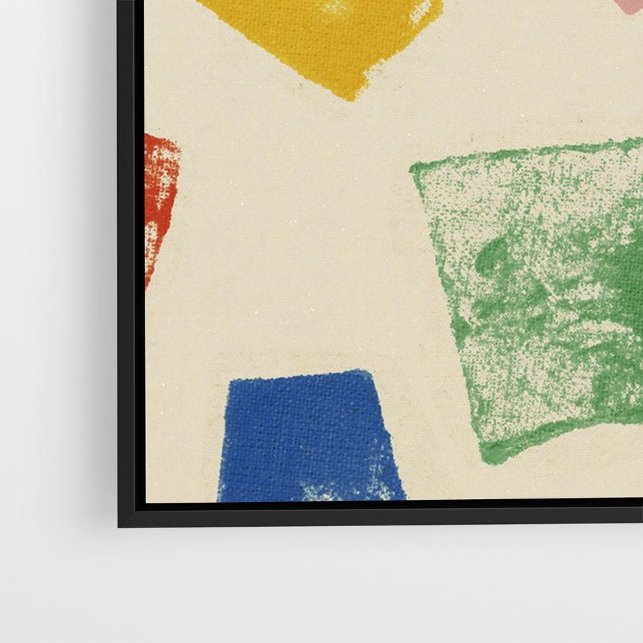 Obraz w ramie 70x50 - Tęczowe Rytmy - kolorowe tęczowe kwadraty, wesoły kolaż - rama czarna