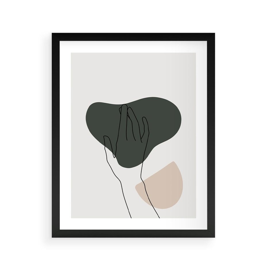 Plakat w ramie 40x50 - Bezczasowe Echo - szkic jedną linią, one line - rama czarna