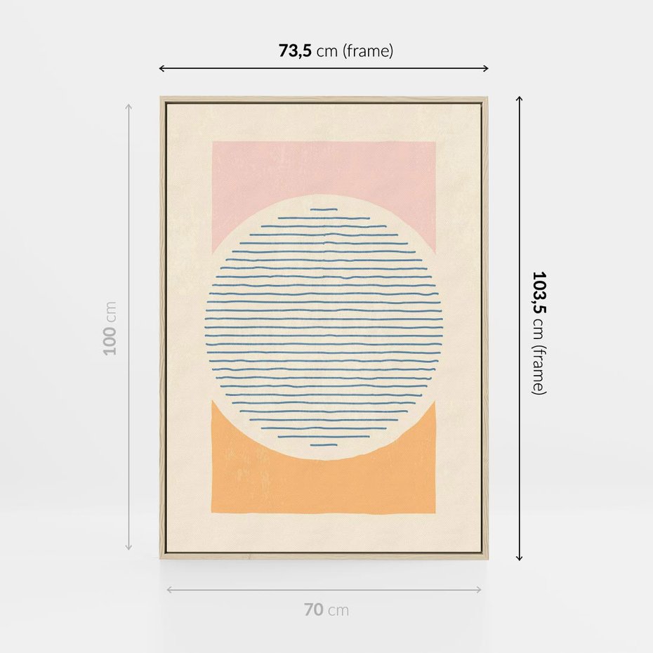 Obraz w ramie 70x100 - Rozbijająca Opowieść - geometryczne kształty, koła - rama drewno