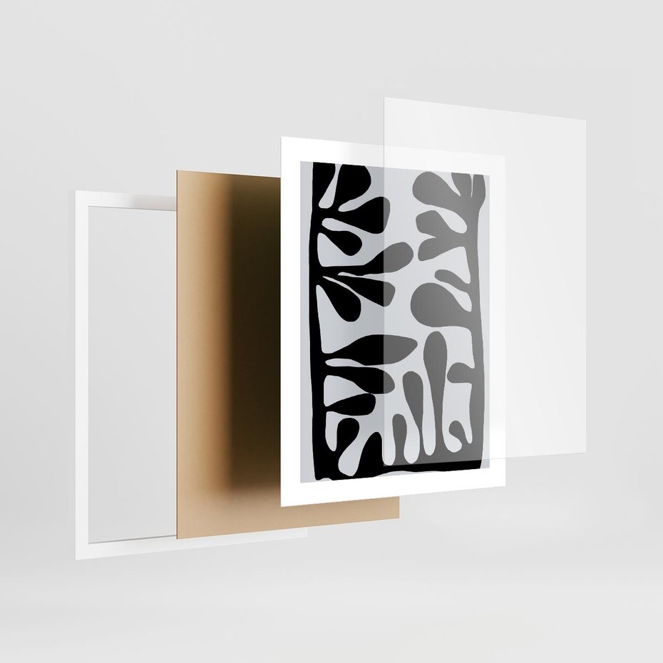 Plakat w ramie 40x50 - Taniec Kształtów - matisse, sztuka nowoczesna - rama biała