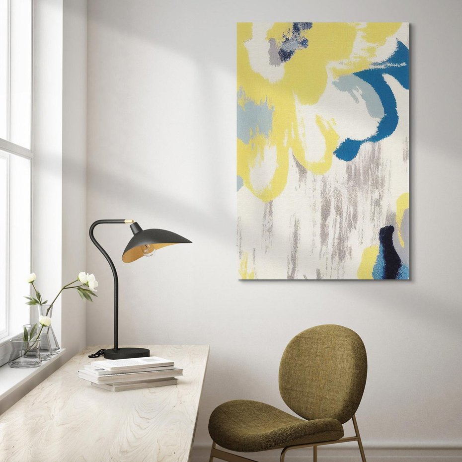 Obraz na płótnie 80x120 - Kwiatowe Impresje - malowane duże kwiaty, kolory żółty