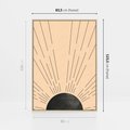 Obraz w ramie 80x120 - Migocące Kształty Promieni - boho czarne słońce, nowoczesna grafika - rama drewno