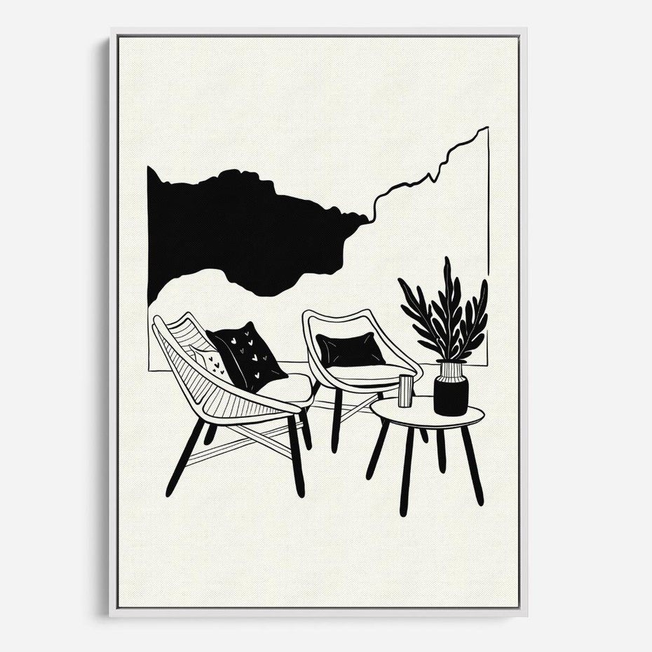 Obraz w ramie 80x120 - Boho Elegancja - boho wnętrze, salon - rama biała