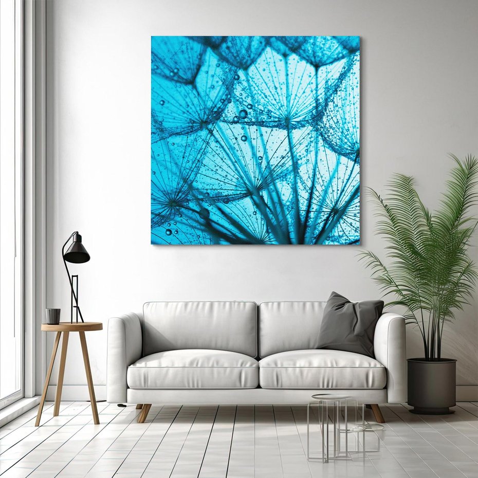 Obraz na płótnie 30x30 - Lekkość dmuchawca wśród kwiatów - dmuchawiec, kwiaty