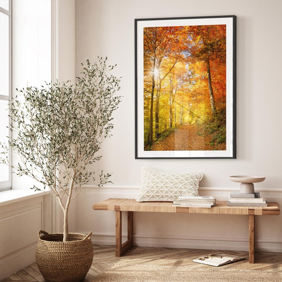 Plakat bez ramy 21x30 - Złote barwy jesiennego lasu - las, jesień