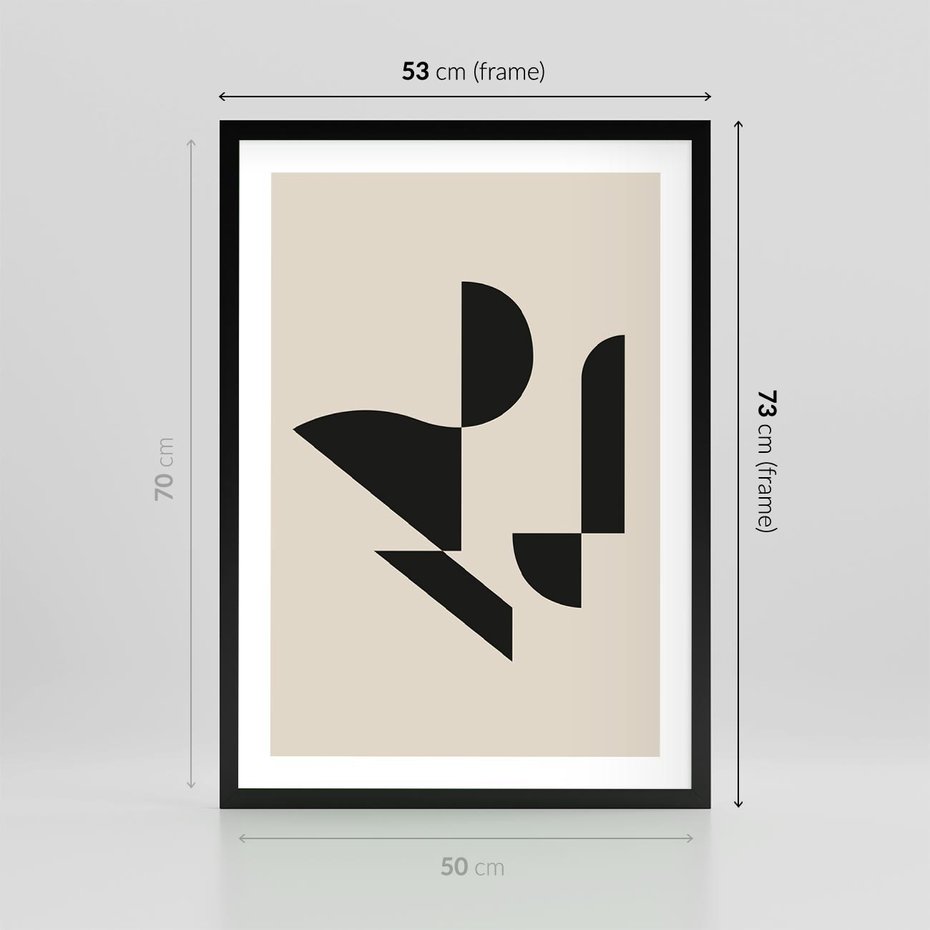 Plakat w ramie 50x70 - Rozkwitająca Abstrakcja - abstrakcyjne geometryczne kształty, minimalizm - rama czarna