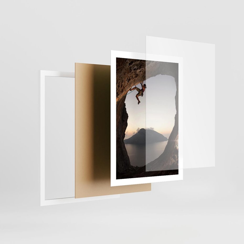 Plakat w ramie 50x70 - Wspinaczka na Wysokie Góry - wspinaczka, góry - rama biała